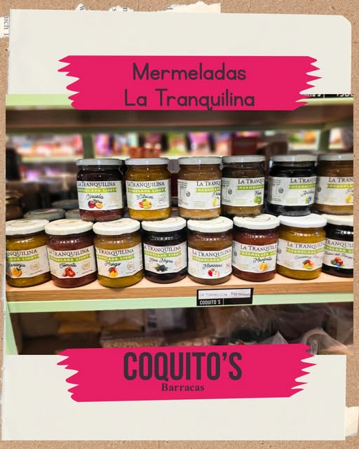 Estante con mermeladas light La Tranquilina de distintos sabores